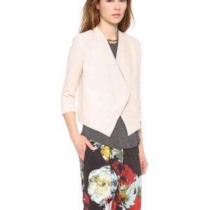 Alice + Olivia Cream Draped Moto Blazer